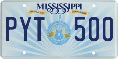 MS license plate PYT500