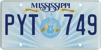 MS license plate PYT749