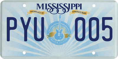MS license plate PYU005
