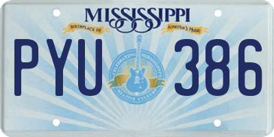MS license plate PYU386