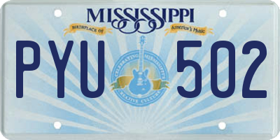 MS license plate PYU502