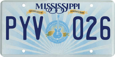 MS license plate PYV026