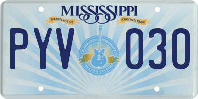 MS license plate PYV030