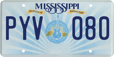 MS license plate PYV080
