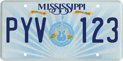 MS license plate PYV123