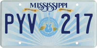 MS license plate PYV217