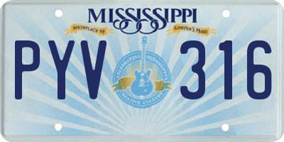 MS license plate PYV316