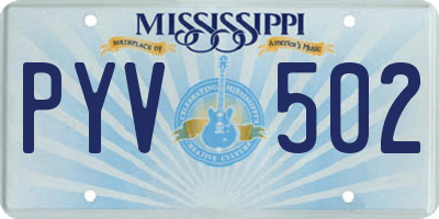 MS license plate PYV502