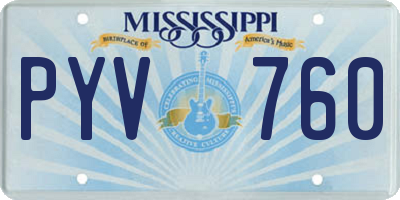 MS license plate PYV760