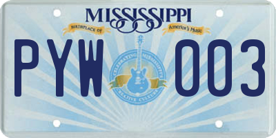 MS license plate PYW003