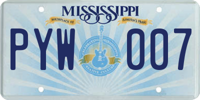 MS license plate PYW007