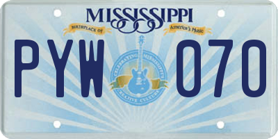 MS license plate PYW070