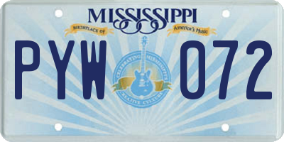 MS license plate PYW072