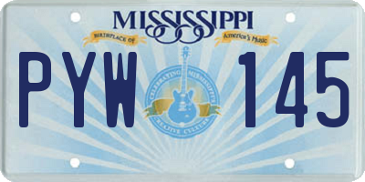 MS license plate PYW145