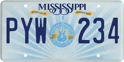 MS license plate PYW234