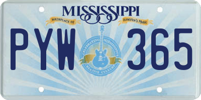 MS license plate PYW365