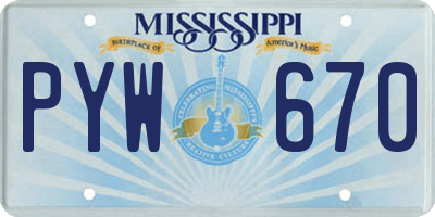MS license plate PYW670