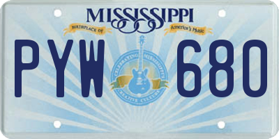 MS license plate PYW680