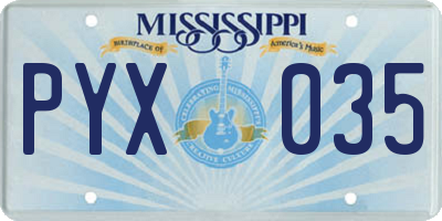 MS license plate PYX035