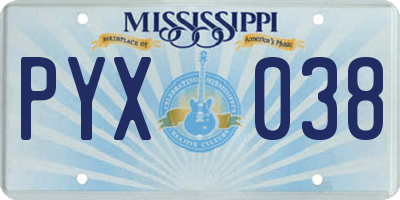 MS license plate PYX038
