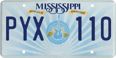MS license plate PYX110