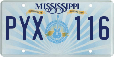 MS license plate PYX116