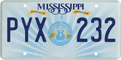 MS license plate PYX232