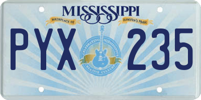 MS license plate PYX235