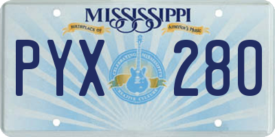 MS license plate PYX280