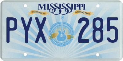 MS license plate PYX285