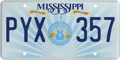 MS license plate PYX357