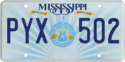 MS license plate PYX502