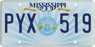 MS license plate PYX519