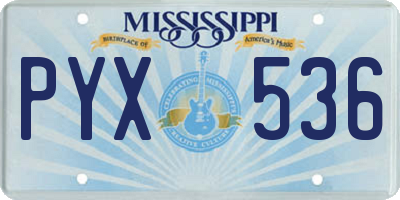 MS license plate PYX536