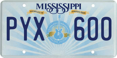 MS license plate PYX600