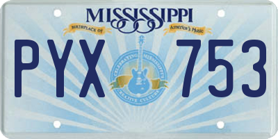 MS license plate PYX753