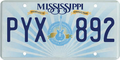 MS license plate PYX892