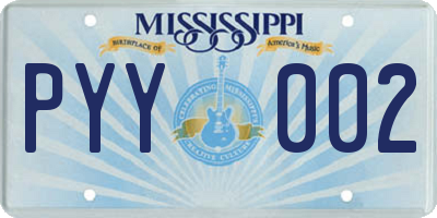 MS license plate PYY002