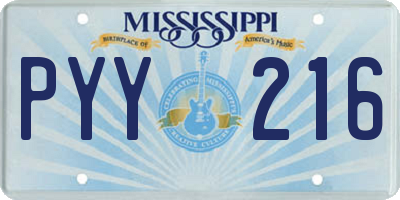 MS license plate PYY216