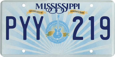 MS license plate PYY219