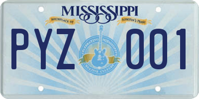MS license plate PYZ001