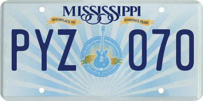 MS license plate PYZ070