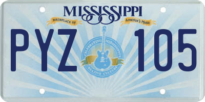 MS license plate PYZ105