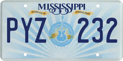 MS license plate PYZ232