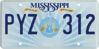 MS license plate PYZ312