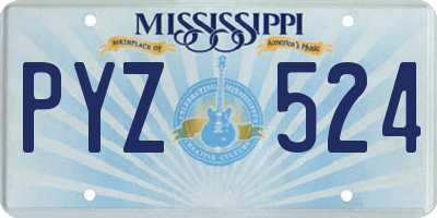 MS license plate PYZ524