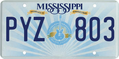 MS license plate PYZ803