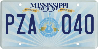 MS license plate PZA040