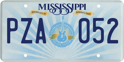 MS license plate PZA052