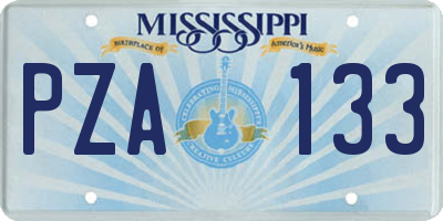 MS license plate PZA133